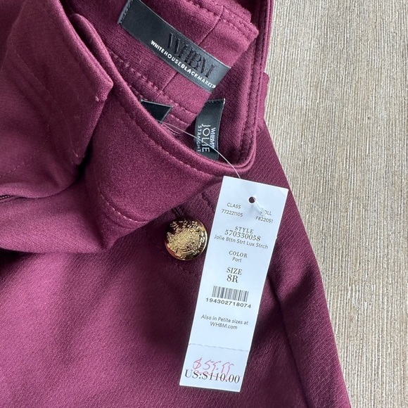 White House Black Market Jolie button straight luxe stretch port 8R nwt - Picture 6 of 6